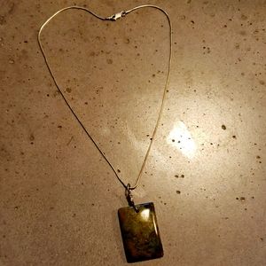 Rainforest Rhyolite sterling necklace
